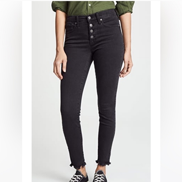 EUC Madewell Charcoal Black 9” rise skinny jeans 24p petite - Picture 1 of 4